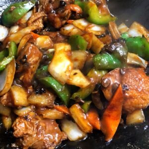 156.Duckling with Green Peppers in Black Bean Sauce 士召甲