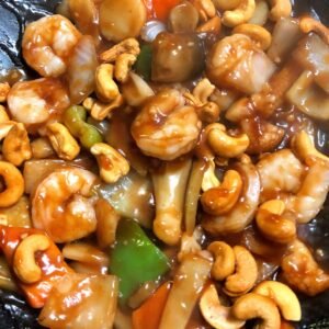 31.Fried King Prawns in Yellow Bean & Hoi Sin Sauce 丈大下