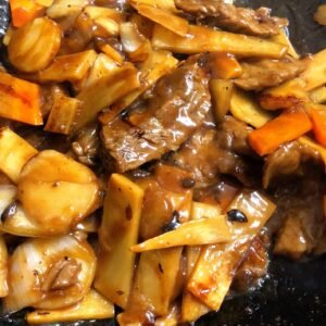 46.Beef with Bamboo Shoot,Water Chestnut in Black Bean Sauce 士竹馬牛