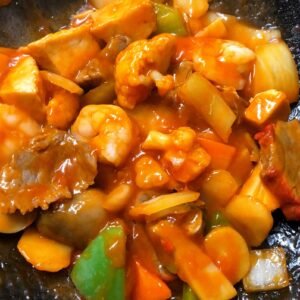 55g.Mixed Meat in Sweet & Chilli Sauce 招甜辣