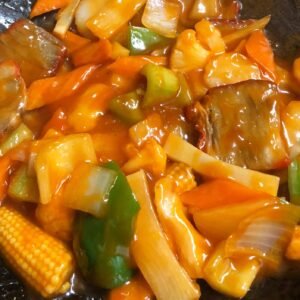 55f.Chinese Roast Pork in Sweet & Chilli Sauce 甜辣叉
